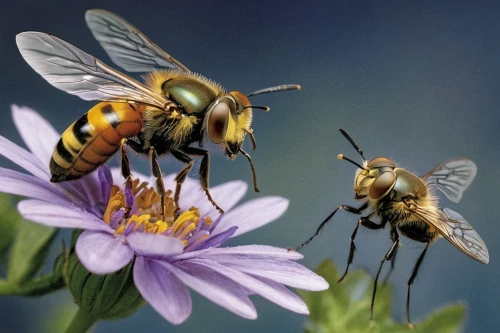 honey bees,honeybees,hover fly,apis mellifera,western honey bee,syrphid fly,bees,flower fly,pollination,beekeeping,solitary bees,hoverfly,bee,giant bumblebee hover fly,colletes,two bees,honeybee,beekeepers,pollinating,honey bee,Illustration,Realistic Fantasy,Realistic Fantasy 14