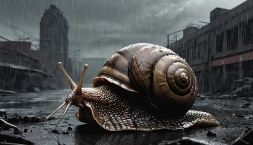 snail,land snail,gastropod,mollusk,isopod,nut snail,snail shell,nature's wrath,snails,banded snail,mollusc,carapace,half shell,nautilus,photo manipulation,trilobite,gastropods,post apocalyptic,extinction,the storm of the invasion,Conceptual Art,Fantasy,Fantasy 33