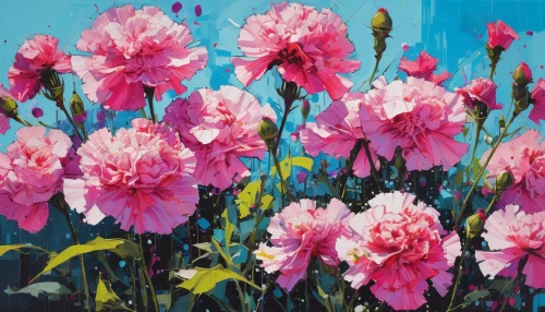 peonies,pink carnations,pink dahlias,sea carnations,spring carnations,peony,pink peony,peony pink,carnations,opium poppies,pink tulips,dahlias,chinese peony,flower painting,common peony,peony bouquet,corn poppies,pink carnation,pink poppy,dianthus,Conceptual Art,Oil color,Oil Color 07