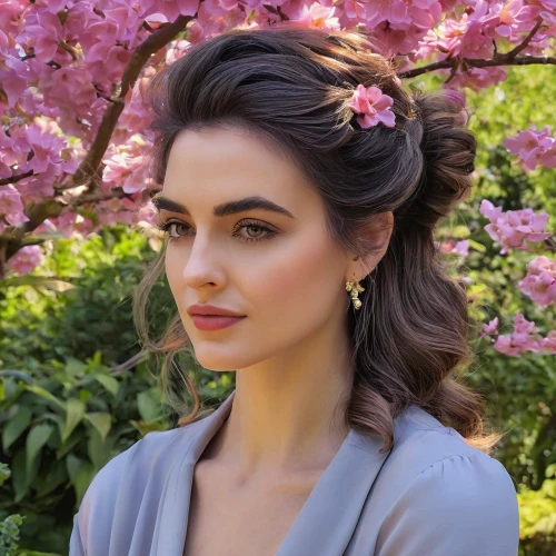 floral,beautiful girl with flowers,updo,in full bloom,flowery,vintage floral,floral background,colorful floral,spring crown,blossom,enchanting,elegant,blossoming,romantic look,blossoms,birce akalay,iranian,peach blossom,spring blossoms,blooming trees,Photography,Fashion Photography,Fashion Photography 11