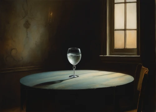 an empty glass,empty glass,wineglass,water glass,a glass of wine,wine glass,a glass of,glass of wine,still life,white wine,goblet,drinking glass,drop of wine,black table,stemware,communion,wine glasses,dining table,sandglass,table,Illustration,Realistic Fantasy,Realistic Fantasy 16