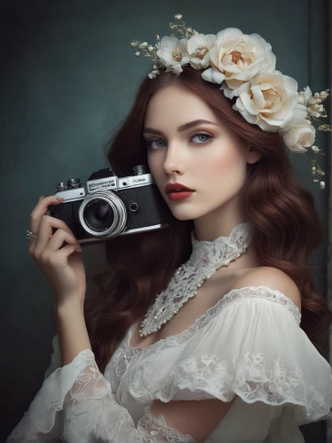 portrait photographers,a girl with a camera,vintage woman,the blonde photographer,vintage girl,vintage camera,vintage floral,photographer,photo-camera,photographic equipment,photography equipment,camera photographer,wedding photographer,vintage women,vintage flowers,photography studio,passion photography,camera,twin-lens reflex,photo camera,Illustration,Abstract Fantasy,Abstract Fantasy 02