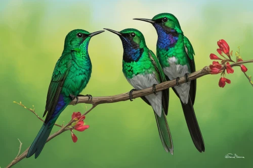 hummingbirds,colorful birds,humming bird pair,green-tailed emerald,bird painting,humming birds,tropical birds,broadbill,flower and bird illustration,birds on a branch,blue-capped motmot,songbirds,parrot couple,passerine parrots,bird couple,birds on branch,cuba-hummingbird,rainbow lorikeets,perched birds,ruby-throated hummingbird,Illustration,Paper based,Paper Based 01