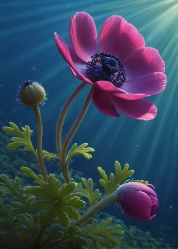 pink anemone,poppy anemone,lovely anemone,anemone japan,anemones,anemone of the seas,garden anemone,blue anemone,anemone honorine jobert,purple anemone,red anemone,anemonin,genus anemone,filled anemone,anemone japanese,anemone,red anemones,fall anemone,summer anemone,autumn anemone,Illustration,Realistic Fantasy,Realistic Fantasy 27