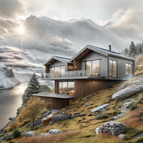 house in mountains,house in the mountains,mountain hut,the cabin in the mountains,mountain huts,house by the water,house with lake,floating huts,chalet,swiss house,alpine hut,winter house,snow house,cubic house,dunes house,monte rosa hut,alpine style,3d rendering,avalanche protection,home landscape