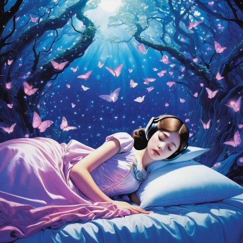 sleeping beauty,the sleeping rose,sleeping rose,fairytales,children's fairy tale,cinderella,fairy tales,fairy tale character,fairy tale,sleeping apple,la violetta,dream world,the girl in nightie,blue pillow,dreaming,a fairy tale,rose sleeping apple,dreamland,night-blooming jasmine,sleep,Illustration,Japanese style,Japanese Style 20