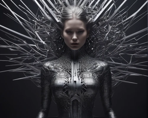 the enchantress,queen cage,katniss,biomechanical,cybernetics,head woman,queen of the night,cyborg,swath,electro,humanoid,transcendence,archangel,silver,ice queen,sprint woman,sci fi,sidonia,symbiotic,the snow queen,Photography,Artistic Photography,Artistic Photography 11