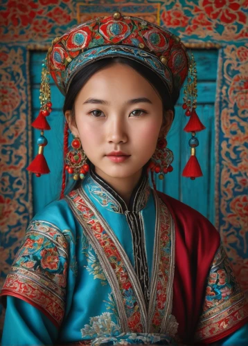 inner mongolian beauty,oriental girl,mongolia eastern,xinjiang,asian costume,asian woman,kyrgyz,oriental princess,hanbok,chinese art,yunnan,mongolian,oriental painting,azerbaijan azn,asian conical hat,mulan,vietnamese woman,oriental,asian girl,asian culture,Illustration,Abstract Fantasy,Abstract Fantasy 07