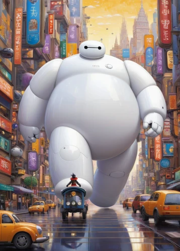 disney baymax,baymax,ice bear,michelin,icebear,sci fiction illustration,world digital painting,big buddha,big hero,big city,cg artwork,gigantic,kowloon,kingpin,big,imax,fatayer,tokyo ¡¡,walking man,giant,Art,Artistic Painting,Artistic Painting 32