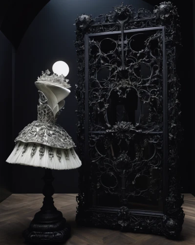 armoire,baroque,medieval hourglass,rococo,music box,wrought,vanitas,dollhouse accessory,dark cabinetry,perfume bottle,3d render,vertical chess,antique background,vintage lantern,antique furniture,openwork,japanese lamp,incense with stand,chiffonier,china cabinet,Photography,Fashion Photography,Fashion Photography 05
