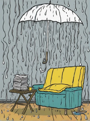 chair and umbrella,rainy day,armchair,raining,rain bar,rain,raindops,sofa,rainy,rainy season,rainy weather,umbrella,rain shower,chair,club chair,man with umbrella,umbrella pattern,brolly,rainstorm,overhead umbrella,Illustration,Children,Children 06