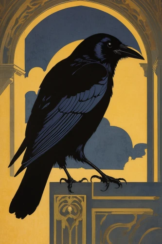 brewer's blackbird,corvidae,raven bird,carrion crow,raven rook,crow,magpie,corvid,crows bird,common raven,jackdaw,king of the ravens,black crow,american crow,corvus,arches raven,crow queen,crows,black raven,ravens,Illustration,Retro,Retro 15