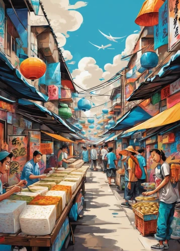 market,fruit market,the market,namdaemun market,vegetable market,large market,marketplace,souk,fish market,vendors,world digital painting,watercolor shops,floating market,farmer's market,bukchon,colorful city,covered market,market stall,spice market,grocery,Conceptual Art,Graffiti Art,Graffiti Art 09