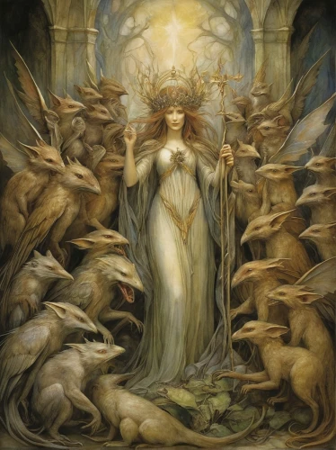 archangel,priestess,angelology,angels of the apocalypse,the archangel,druids,zodiac,pall-bearer,paganism,goddess of justice,dance of death,mythological,the order of the fields,light bearer,rusalka,the magdalene,sepulchre,cybele,aporia,hall of the fallen,Illustration,Realistic Fantasy,Realistic Fantasy 14