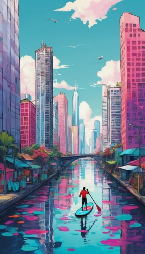 tokyo city,colorful city,tokyo,cityscape,world digital painting,taipei,osaka,tokyo ¡¡,shinjuku,fantasy city,shanghai,lagoon,diamond lagoon,chi,city,honolulu,futuristic landscape,would a background,sakura background,canals,Illustration,Paper based,Paper Based 16