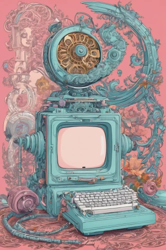 computer,computer art,trip computer,cyclocomputer,computer addiction,retro technology,computer disk,retro television,cyberspace,television,personal computer,digital,compute,computer freak,computer system,barebone computer,mechanical,obsolete,telephone,analog television,Conceptual Art,Fantasy,Fantasy 24