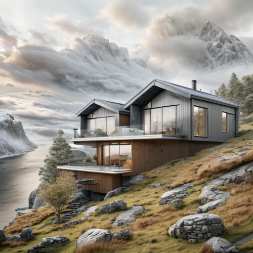 house in mountains,floating huts,house in the mountains,house by the water,the cabin in the mountains,mountain hut,mountain huts,inverted cottage,dunes house,house with lake,holiday home,nordland,chalet,home landscape,cubic house,summer cottage,small cabin,norway coast,alpine hut,icelandic houses