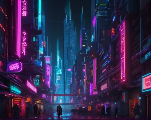 shinjuku,cyberpunk,tokyo,tokyo city,shanghai,taipei,hong kong,colorful city,neon lights,shibuya,neon arrows,kowloon,metropolis,cityscape,fantasy city,neon,vapor,neon light,dusk,hk,Conceptual Art,Sci-Fi,Sci-Fi 26