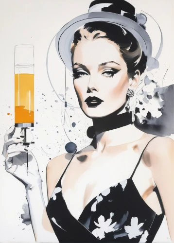 fashion illustration,champagne flute,vesper,a glass of champagne,champagne stemware,champagne glass,absinthe,champagne,champagne glasses,barmaid,stemware,champagen flutes,champagne cocktail,snifter,fashion vector,sparkling wine,champagner,prohibition,wall sticker,champagne cup,Art,Artistic Painting,Artistic Painting 24