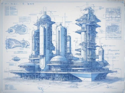 blueprint,blueprints,futuristic architecture,industries,industrial landscape,atlantis,concept art,refinery,futuristic landscape,industrial design,kirrarchitecture,to build,turrets,industrial plant,industrial area,industry 4,systems icons,airships,structures,metropolis,Unique,Design,Blueprint