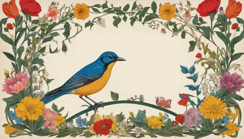 flower and bird illustration,floral and bird frame,spring bird,blue birds and blossom,bird illustration,floral greeting card,bird painting,old world oriole,an ornamental bird,evening grosbeak,ornamental bird,frame border illustration,garden birds,lazuli bunting,floral border paper,garden bird,saffron bunting,robin redbreast,floral border,songbirds,Illustration,Black and White,Black and White 25