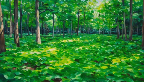 green forest,chestnut forest,tree grove,fruit fields,orchard,walnut trees,orchards,green landscape,row of trees,green trees,forest landscape,mangroves,tea field,green meadow,green garden,forest ground,copse,eastern mangroves,chestnut trees,tree canopy,Conceptual Art,Oil color,Oil Color 18