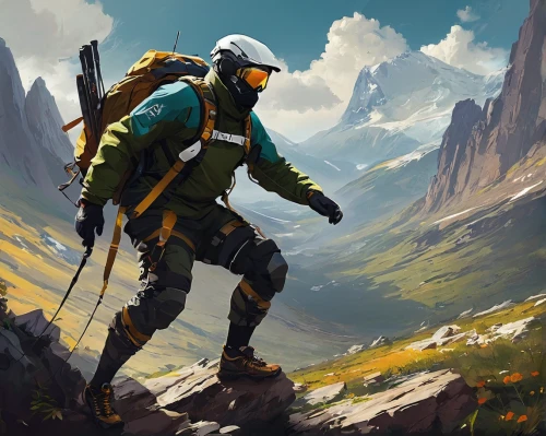 mountain guide,the wanderer,hiker,explorer,mountaineer,adventurer,mountain rescue,wanderer,ranger,boba fett,mountaineers,hiking equipment,climbing helmets,trail searcher munich,climbing helmet,mountain vesper,alpine climbing,alpine crossing,nomad,ski mountaineering,Conceptual Art,Fantasy,Fantasy 06