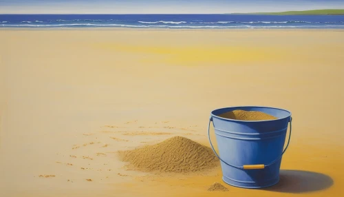 sand bucket,blue coffee cups,yellow cups,beach landscape,sand art,colored pencil background,footprints in the sand,coffee cup,agua de valencia,coffee bay,admer dune,beach furniture,coffee can,water cup,golden sands,sandbox,beach defence,sand timer,wooden bucket,empty cans,Art,Artistic Painting,Artistic Painting 26