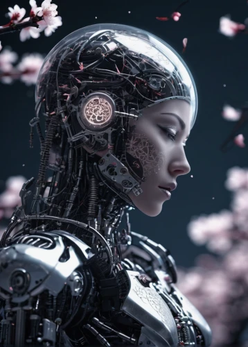 cybernetics,ai,cyborg,artificial intelligence,sakura blossom,sci fiction illustration,cyberspace,scifi,neural network,japanese sakura background,biomechanical,valerian,sci fi,humanoid,sakura blossoms,girl in flowers,the cherry blossoms,cosmos,echo,science fiction,Conceptual Art,Sci-Fi,Sci-Fi 09