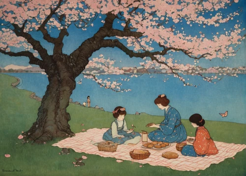 the cherry blossoms,cherry trees,takato cherry blossoms,cherry tree,sakura trees,almond blossoms,sakura cherry tree,japanese cherry trees,girl picking apples,sakura tree,still life of spring,cherry blossoms,spring blossoms,cherry blossom festival,picnic,in the spring,japanese cherry,cherry blossom japanese,almond tree,cherry blossom,Illustration,Retro,Retro 17