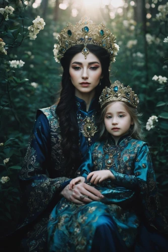 mystical portrait of a girl,capricorn mother and child,little girl and mother,children's fairy tale,inner mongolian beauty,mother and daughter,gothic portrait,princesses,fairy tale,angelica,fantasy portrait,mother with child,miss circassian,a fairy tale,queen anne,fairy queen,the snow queen,fairy tales,photomanipulation,girl in flowers,Photography,Artistic Photography,Artistic Photography 12