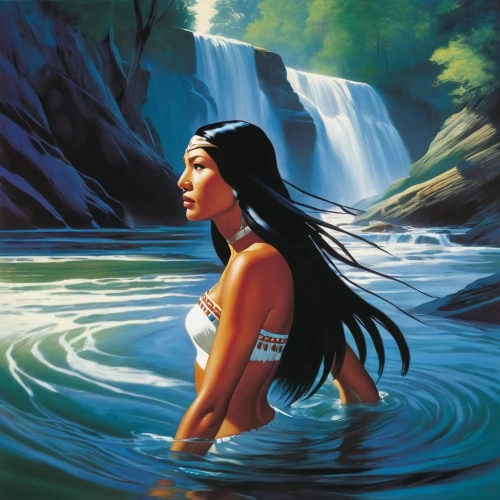 water nymph,polynesian girl,girl on the river,pocahontas,flowing water,woman at the well,the blonde in the river,water flowing,water fall,water wild,water lotus,moana,merfolk,mother earth,waterfall,water flow,siren,water-the sword lily,the water,polynesian,Conceptual Art,Fantasy,Fantasy 20