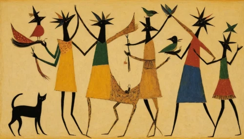 pere davids deer,african art,folk art,indigenous painting,afar tribe,antelopes,khokhloma painting,women silhouettes,chamois with young animals,anmatjere women,procession,african masks,deers,dancers,the pied piper of hamelin,celebration of witches,vicuna,ancient parade,stag,forest animals,Art,Artistic Painting,Artistic Painting 47