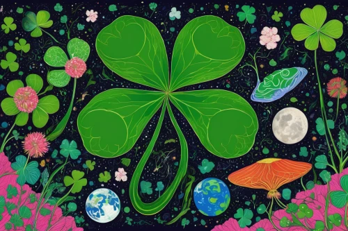 clovers,lucky clover,clover leaves,4-leaf clover,four-leaf clover,five-leaf clover,four leaf clover,shamrock,three leaf clover,clover pattern,bitter clover,shamrocks,clover flower,narrow clover,4 leaf clover,lily pad,medium clover,a four leaf clover,incarnate clover,long ahriger clover,Illustration,Abstract Fantasy,Abstract Fantasy 04
