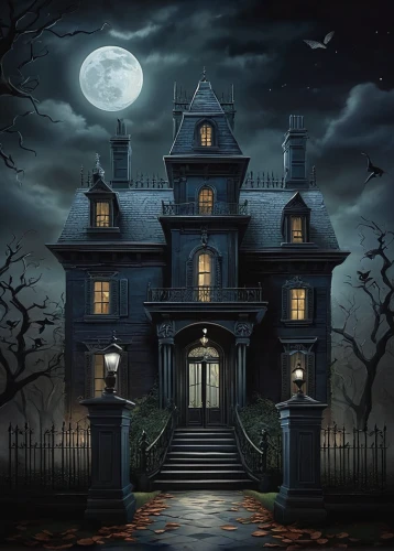 the haunted house,witch house,witch's house,haunted house,halloween background,halloween and horror,halloween scene,halloween poster,halloween illustration,haunted castle,ghost castle,creepy house,halloween wallpaper,halloween decoration,doll's house,house silhouette,victorian house,halloween decor,haunted,halloween night,Illustration,Abstract Fantasy,Abstract Fantasy 03