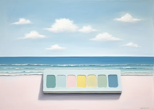 beach landscape,soft pastel,pastels,matruschka,sea landscape,seascape,pastel,beach huts,pastel colors,lego pastel,sea breeze,palette,landscape with sea,beach hut,summer still-life,beach furniture,carol colman,cumulus,seaside country,dream beach,Art,Artistic Painting,Artistic Painting 02