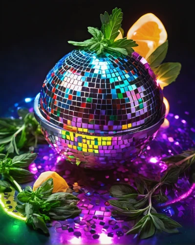 prism ball,disco,disco ball,neon cocktails,party decoration,rave,magical pot,neon tea,party lights,spirit ball,fruitcocktail,electronic music,mirror ball,discobole,musical dome,prism,ufo,colorful foil background,party decorations,party banner,Illustration,Realistic Fantasy,Realistic Fantasy 38