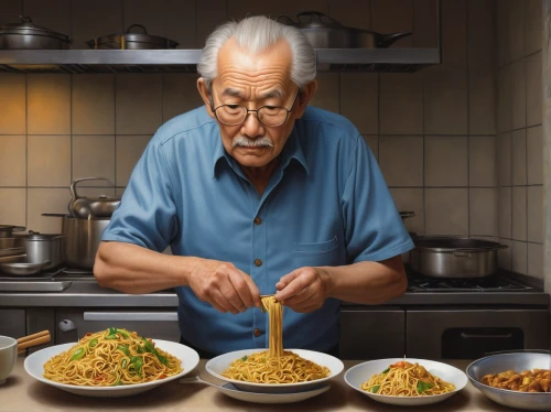 lo mein,orzo,chow mein,chowmein,indomie,spaghetti,feast noodles,spaghetti alla puttanesca,capellini,yakisoba,yaka mein,pappa al pomodoro,anellini,pad thai,bakmi,pasta,ramen,chinese noodles,stir-fry,bolognese,Art,Artistic Painting,Artistic Painting 48