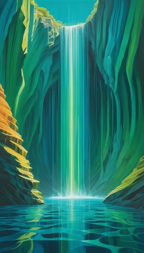 water fall,waterfall,water falls,chasm,wasserfall,green waterfall,fjord,waterfalls,mountain spring,cave on the water,water flow,canyon,cascade,bridal veil fall,cascades,ice cave,falls,colorful foil background,glacial melt,futuristic landscape,Art,Artistic Painting,Artistic Painting 08