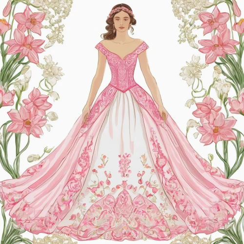 quinceanera dresses,wedding gown,ball gown,bridal clothing,bridal party dress,wedding dresses,quinceañera,wedding dress,peony pink,bridal dress,rosa 'the fairy,evening dress,rose flower illustration,rosa ' the fairy,pink floral background,crinoline,fashion vector,country dress,dressmaker,vintage dress,Art,Classical Oil Painting,Classical Oil Painting 03