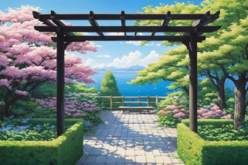 japanese sakura background,japanese floral background,sakura background,landscape background,spring background,springtime background,background vector,japan garden,cartoon video game background,colored pencil background,backgrounds,japanese background,3d background,flower painting,watercolor background,japanese shrine,torii,sake gardens,sakura trees,pergola,Illustration,Japanese style,Japanese Style 20