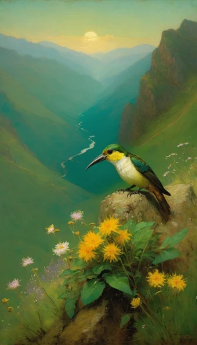 frederic church,bird painting,migratory bird,migratory birds,sunbird,magpie,aves,swainson tucan,hummingbirds,nature bird,meadow landscape,river landscape,spring bird,lilies of the valley,hummingbird,mountain meadow,cormorant,bird hummingbird,mountain scene,still life of spring,Art,Classical Oil Painting,Classical Oil Painting 44