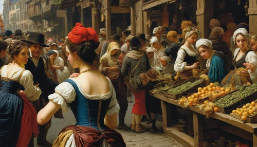 medieval market,the market,fruit market,vegetable market,large market,merchant,marketplace,market introduction,market,spice market,greengrocer,market vegetables,vendors,souk,market trade,grocer,commerce,market stall,cart of apples,the pied piper of hamelin,Art,Classical Oil Painting,Classical Oil Painting 17