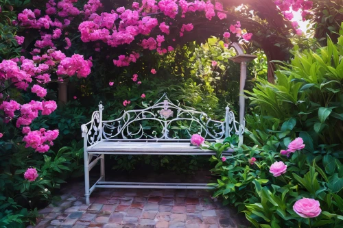 rose garden,garden bench,rose arch,giverny,blooming roses,azaleas,pink chair,peonies,peony frame,camellias,floral border,floral chair,bougainvilleas,garden swing,secret garden of venus,pink roses,floral corner,rosebushes,pergola,summer border,Conceptual Art,Fantasy,Fantasy 14