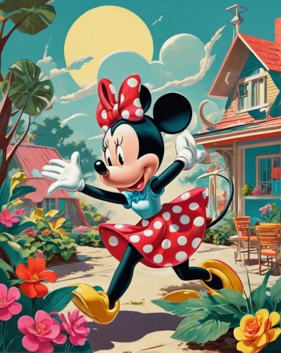 minnie mouse,mickey mause,minnie,micky mouse,disneyland park,mickey mouse,euro disney,jigsaw puzzle,mickey,disneyland paris,shanghai disney,the disneyland resort,disney,vintage illustration,mouse,disney character,disneyland,disney land,disney-land,disney rose,Illustration,Retro,Retro 12