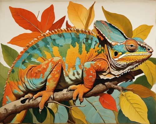 ring-tailed iguana,iguana,malagasy taggecko,panther chameleon,green iguana,meller's chameleon,iguanidae,iguanas,beautiful chameleon,yemen chameleon,chameleon,common chameleon,desert iguana,eastern water dragon,holacanthus,tropical animals,cyclura nubila,painted dragon,terrestrial animal,furcifer pardalis,Art,Classical Oil Painting,Classical Oil Painting 40