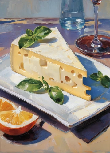 greek feta cheese,cheese plate,cheese platter,blocks of cheese,brie de meux,semifreddo,soft cheese,camembert,summer still-life,danish blue cheese,camembert cheese,feta,lemon slice,feta cheese,stack of cheeses,butter dish,gorgonzola,cheese spread,cheese slice,cheeses,Conceptual Art,Oil color,Oil Color 10