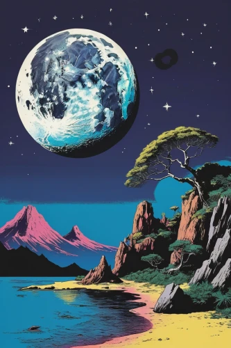 lunar landscape,earth rise,alien planet,planet eart,terraforming,blue planet,exo-earth,planet alien sky,planet,planetarium,ice planet,alien world,moonscape,phase of the moon,futuristic landscape,iapetus,sci fiction illustration,planet earth,moon valley,earth station,Art,Artistic Painting,Artistic Painting 22