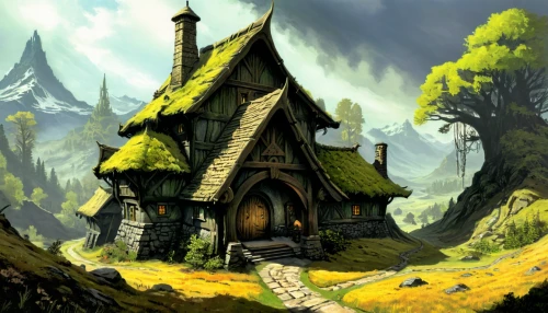 witch's house,devilwood,fairy house,fairy village,house in the forest,mountain settlement,witch house,druid grove,northrend,fantasy landscape,cartoon video game background,fairy tale castle,home landscape,fantasy picture,little house,fairy chimney,dandelion hall,lostplace,fantasy art,background image,Conceptual Art,Fantasy,Fantasy 04
