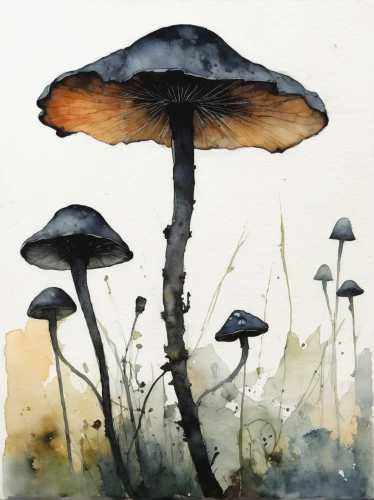 mushroom landscape,umbrella mushrooms,mushrooms,blue mushroom,forest mushroom,parasols,agaric,toadstools,fungi,mushroom type,forest mushrooms,wild mushroom,edible mushrooms,brown mushrooms,witches boletus,mushroom island,medicinal mushroom,agaricaceae,coprinopsis picacea,fungus,Illustration,Paper based,Paper Based 05